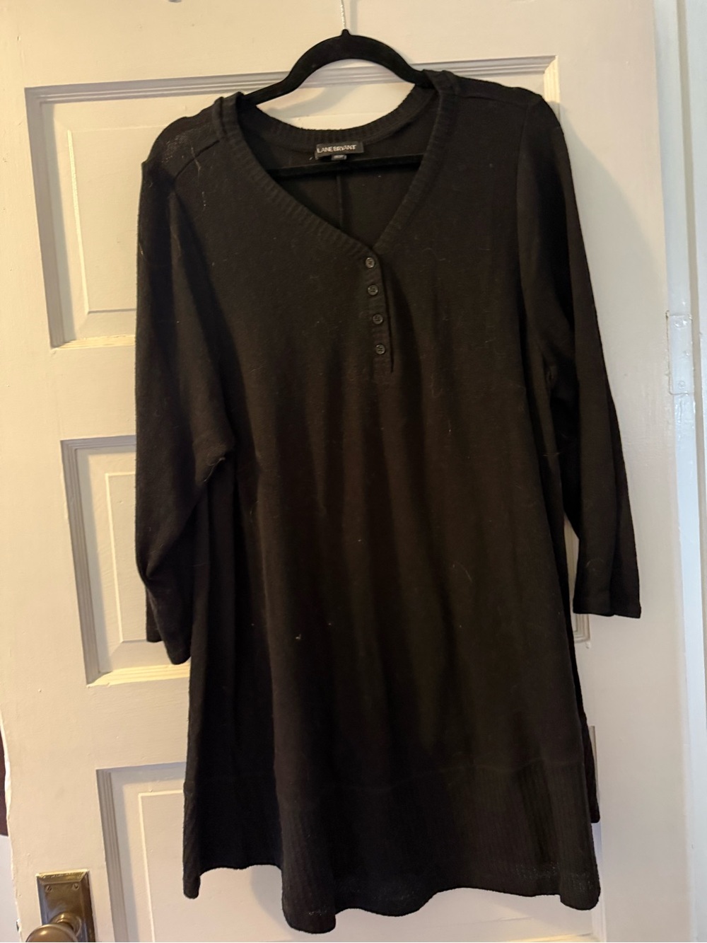 Lane Bryant Black Long-Sleeve Henley Tunic